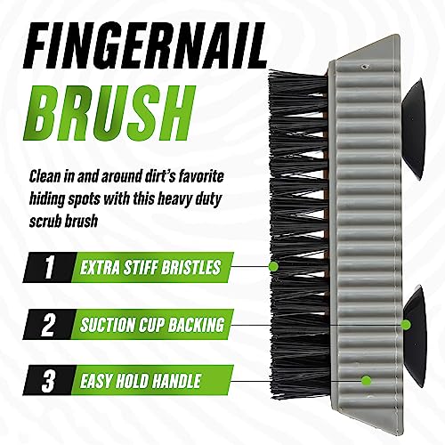 Grip Clean Heavy-Duty Hand Cleaner for Mechanics with Nail Brush - Moisturizing Coconut Oil Hand Cleaner Liquid Hand Soap with Stiff Bristle Nail Brush, Lime Scent ? 8 Fl Oz Squeeze Bottle + Brush