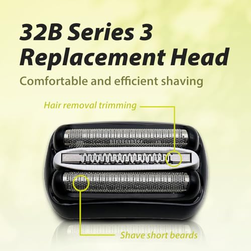 3P 32B Electric Replacement Shaver Head Compatible with Series 3 Shaving Razor Head, Suitable for 3 Series Models 3000s, 3010s, 3040s, and 3050cc.