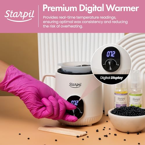 Starpil Wax Warmer - Digital Mini Wax Warmer for Hair Removal 8.4oz / 238g ? Best for Hard Wax Beads ? Use for Hair Removal ? Adjustable Temperature Wax Pot for Facial Hair (White)