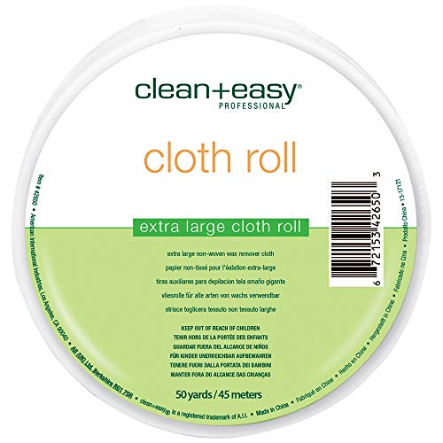 Clean + Easy Extra Large Cloth Wax Strips Roll ? Non-Woven Epilating Roll for Hair Removal, Muslin Wax Strips for Body & Legs, 50 Yards