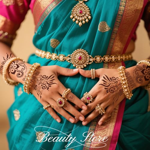 10 Sheets Temporary Tattoo Stencils - Henna Tattoo Stencil Kit, Self-Adhesive Indian Arabian Templates for Hand and Body Paint - New Designs, Temporary Tattoo Stickers
