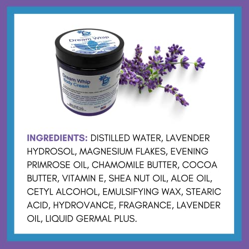 Diva Stuff Dream Whip Magnesium and Hemp Enhanced Night Body Cream for Relaxation and Bedtime Routine, Lavender Chamomile ? 8 oz (Made in the USA)