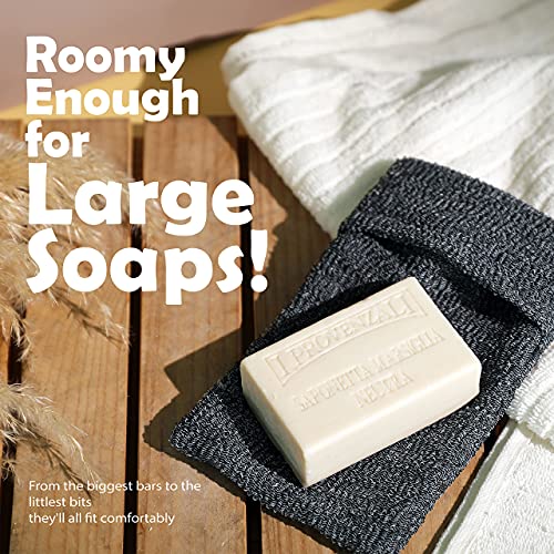 myHomeBody Soap Pocket Exfoliating Pouch, Body Scrubber Sponge, Exfoliator for Bath, Shower or Leftover Bits Saver, Graphite Gray, 6 Pack + 6 Lift Pads