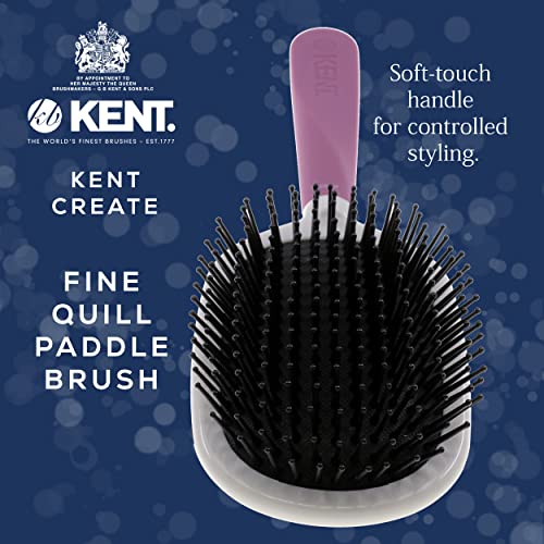 Kent KCR5 "Create" Large Cushioned Paddle Brush for Smoothing and Straightening All Hair Types - Detangling Brush with Purple Ergonomic Handle and Fine Nylon Bristles for Smooth Finishing and Shine