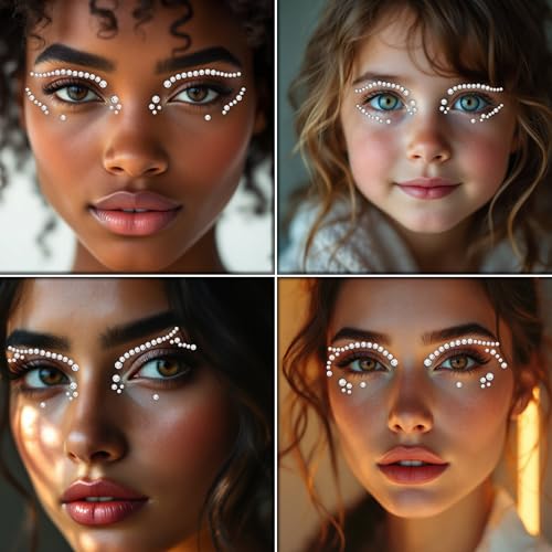 Face Gems ? Face Jewels - Self-Adhesive Rhinestone Face Jewels for Makeup, Party & Rave Looks - Eye Gems, Face Glitter, Festival Face Gems, Glitter Tattoo, Self- Adhesive Festival Gems (Clear)