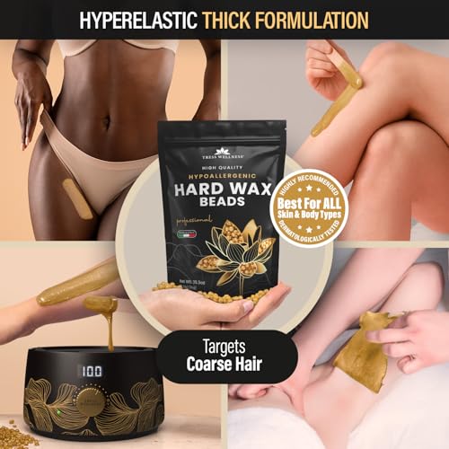 Tress Wellness Wax Beads - Dermatologically Tested - At-Home Kit for Bikini, Brazilian & Full Body - Unscented 2.2 lbs