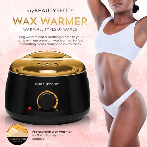 My Beauty Spot Wax Machine & Wax Kit for Women - At-Home Hair Removal Waxing Kit - Full Body Bikini Brazilian - Painless Wax Warmer Melter with Exfoliating Honey Wax Beads