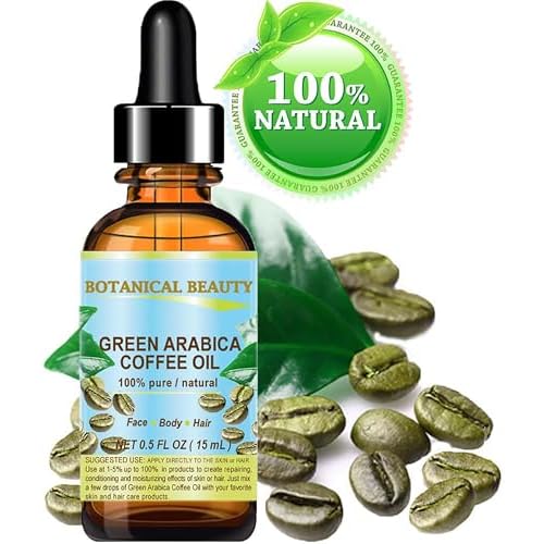Botanical Beauty GREEN ARABICA COFFEE OIL Brazilian 100% Pure Virgin Unrefined for Face, Skin, Hair, Lip, Nails. Anti - Aging Face Oil (0.5 Fl Oz)