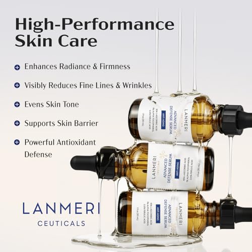 (Pack of 2) Lanmeri Ceuticals 15% Vitamin C + E + Ferulic Serum: Advanced Antioxidant Defense Formula with 1% Vitamin E & 0.5% Ferulic Acid ? High-Stability Vitamin C Serum (1 fl oz)