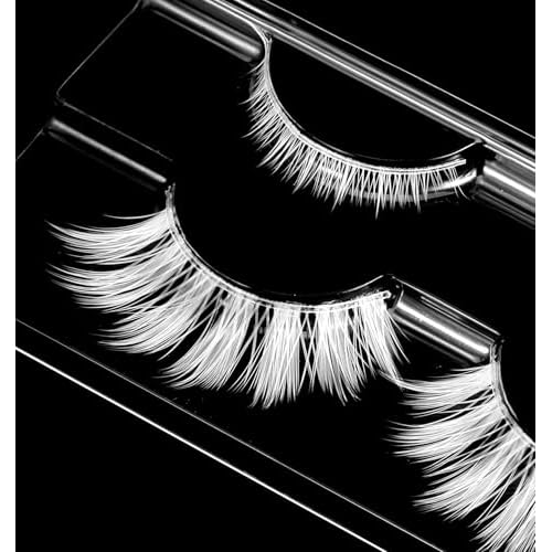 4 Pairs White Eyelashes, White Lashes for Christmas & Anime Events, Fluffy Manga Style False Eyelashes with Invisible Band, Japanese Style for Party & Photo Shoots