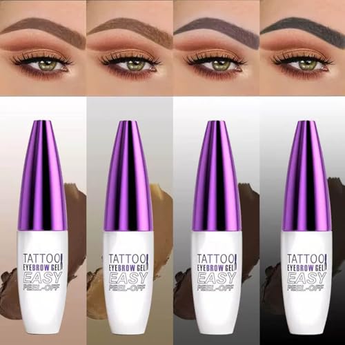 Light Brown Eyebrow Gel 2 Pack Tattoo Eyebrow Gel Easy Peel Off Long Lasting Smudgeproof Waterproof Eyebrow Gel Tint (02# Light Brown)