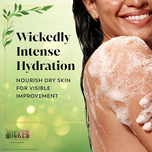 Olay Body Wash for Women, Wickedly Wonderful Elphaba¡¯s Edition, Intensely Hydrating & Renewing, Pro-Hyaluronic Acid Serum with Vitamin B3, For All Skin Types, Cashmere Woods & Lime Scent, 20 fl oz