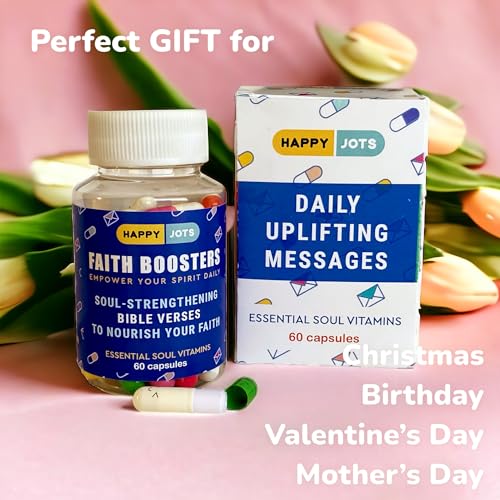 Faith Boosters 60 Daily Bible Verses in a Bottle - Scripture Cards Jar - Morning Devotional - Christian Gifts for Women or Men - Easter Present