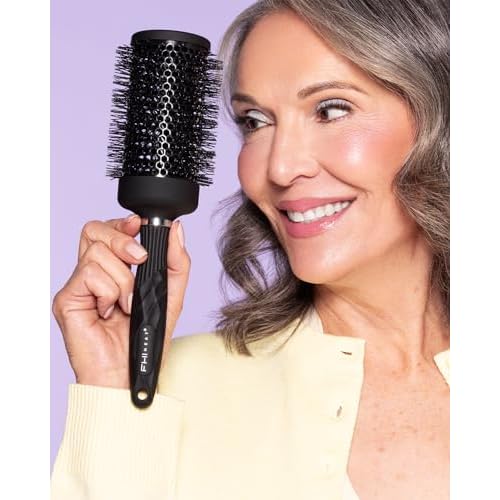 FHI Heat Thermal Brush? Ultralight Negative Ion Hairbrush w/Anti-Static, Wave-Shaped Bristles for all Hair Types, Tourmaline Ceramic, Vented Round Barrel for Frizz-Free, Smooth, Quick Styling (2¡±)