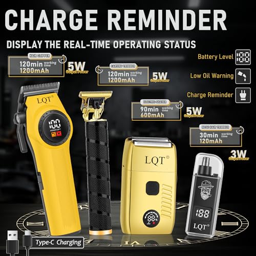 Professional Hair Clippers for Men, Cordless Hair Clipper and Trimmers Set with Electric Dual Foil Shaver & Nose Trimmer,LED Display,All-in-One Grooming Kit for Home,Barber & Travel, Gifts for Men