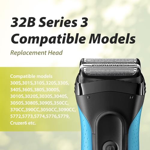 3P 32B Electric Replacement Shaver Head Compatible with Series 3 Shaving Razor Head, Suitable for 3 Series Models 3000s, 3010s, 3040s, and 3050cc.