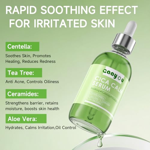 Centella Asiatica Serum Centella Tea Tree Ampoule Facial Serum Korean Centella Serum for Acne-Prone Oil Skin Soothing, Calming, Reduce Redness 105ml
