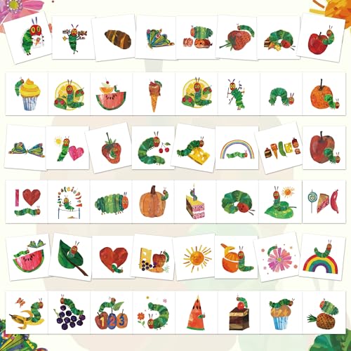 Hungry Insects Temporary Tattoo - 144PCS Kids Temporary Tattoos for Party Supplies Insect Theme Tattoo Stickers for Kids Cute Animal Tattoos for Classroom Reward Birthday Party Event Decor