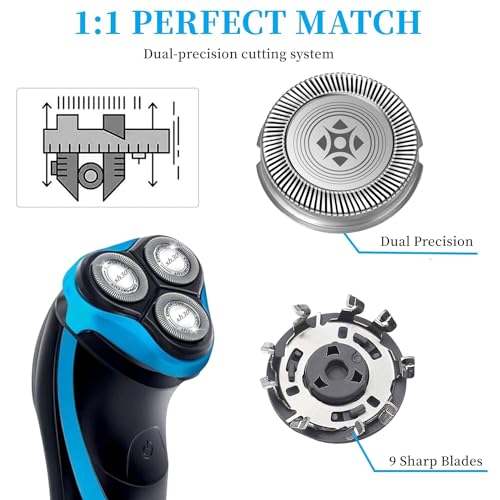 SH30 Replacement Heads Compatible with Shavers Series 3000 2000 1000 S738 S1560 Click and Style Shaver,SH30 Replacement Double Blades for Series 3000 Replacement Blades,6pcs.
