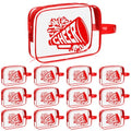 Kacctyen 12 Pcs Cheer Makeup Bag Cheer Gifts Bulk for Team 7 x 5.5 x 1.8 '' Cosmetic Bag with Handle Cheerleader PVC Makeup Case Clear Toiletry Zipper Pouch for Cheerleading Party Supplies, Red