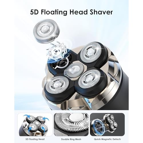 Electric Razor for Men Face, Electric Shavers for Men, Cordless Portable Rechargeable Waterproof Foil Shavers with LED Display, Three Speeds, Travel Lock for Face and Beard Trimmer (Black)