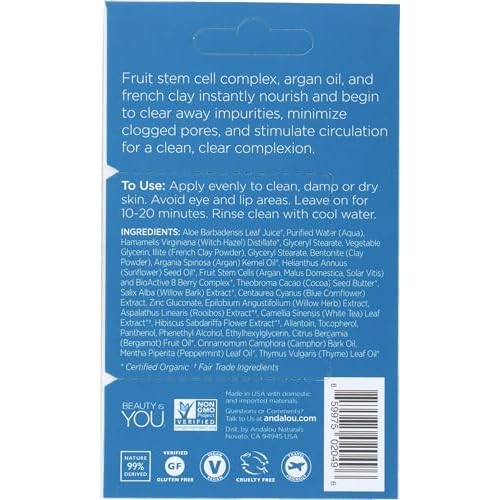 Andalou Naturals Instant Clarity Argan Oil & Blue Clay Mask Pod, 0.28 Ounce
