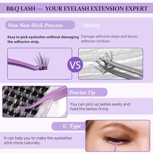 B&Q Eyelash Applicator Tool 3 PCS Lash Applicator Tool Kit Lash Tweezers for Eyelash Extensions Application Tool and Removal £¨Purple,3 PCS£©