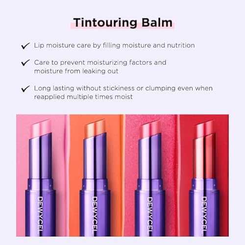 DEWYCEL TINTOURING BALM | PURE RED | Non-Sticky Moisturizing & Hydrating Tinted Lip Balm for Chapped Lips | Natural Color Lip Glow Balm | 0.16 oz (4.5g)