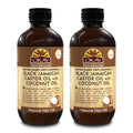 Okay Pure Naturals 100% Pure Black Jamaican Castor Oil with Coconut Oil - Castor Oil for Hair Growth for Men & Women, Moisture for Skin, Scalp, Eyelashes, Eyebrows - 4 oz Glass Bottle (2 Pack)