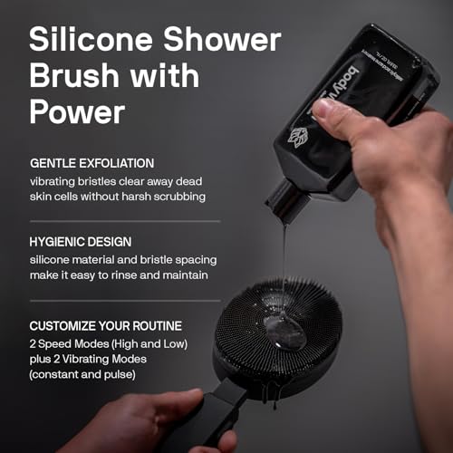 Black Wolf Vibrating Face & Sonic Body Scrubber & Charcoal Powder Body Wash for Men Bundle