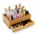 GOBAM Bamboo Makeup Organizers and Storage with Drawer - Wooden Cosmetic Organizer Countertop for Bathroom, Bedroom, Closet, Kitchen, Vanity & Dresser - Make up Vanity Station