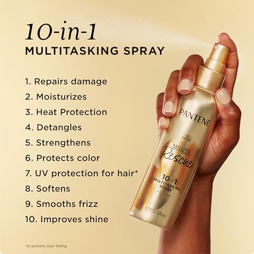 Pantene Miracle Rescue 10in1 Multitasking Spray - Heat Protection, Detangles, Repairs Damaged, Dry Hair, Improves Shine, Leave-In Conditioning Treatment with Keratin and Pro-Vitamin B5, 5.7 oz