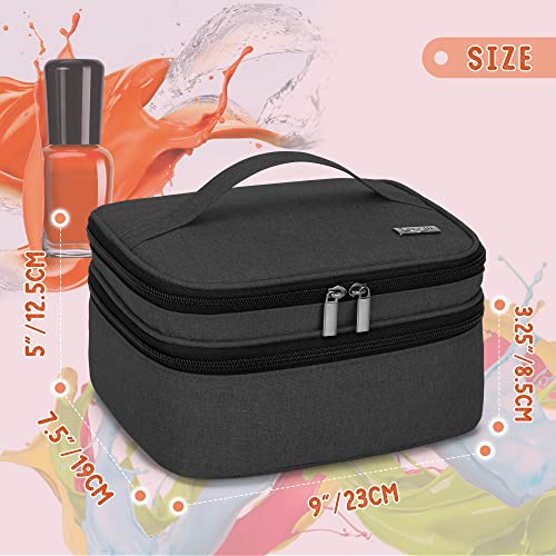 LUXJA Nail Polish Carrying Case - Holds 30 Bottles (15ml - 0.5 fl.oz), Double-layer Organizer for Nail Polish and Manicure Set, Black (Bag Only)