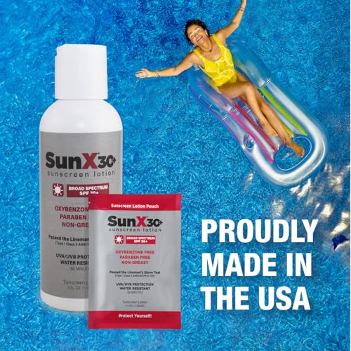 CoreTex Sun X 30+ SPF Individual Sunscreen Packets Travel Size - Bulk Pack of 100 Paraben, Oxybenzone, & Oil Free Broad Spectrum Sunscreen - No White Cast and Water Resistant Up to 80 Minutes