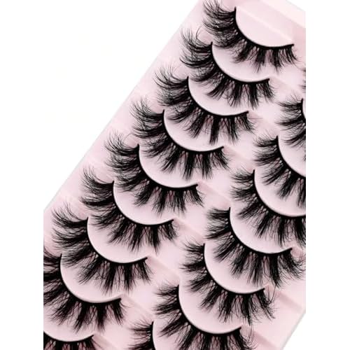 DIY Eyelash 10 Pairs 3D Imitation Mink False Eyelashes - Natural Thick Fluffy Dramatic Lashes, Lightweight Reusable Eyelash Extensions for Sensitive Eyes, Daily/Party Makeup (XK43)