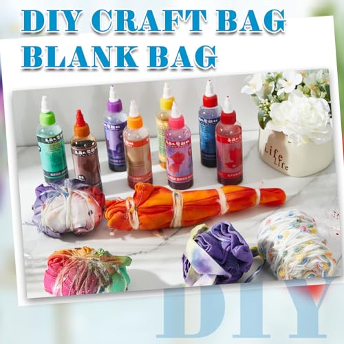 Silkfly 30 Pcs White Cotton Makeup Bags for Tie Dying Kit Items Things to Tie Dye Blank Cotton Cosmetic Bags Multi Purpose for Large Groups Party DIY Project(10.2 x 5.5 Inch)