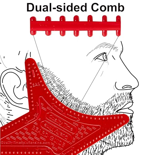 Quality Time Beard Guide Max: Multi-Style Beard Shaving Template with Built-In Anti-Slip Grip for Steady Control, Hair Anchor and Comb, DIY Grooming Styling Guard for Precise Beard Lines