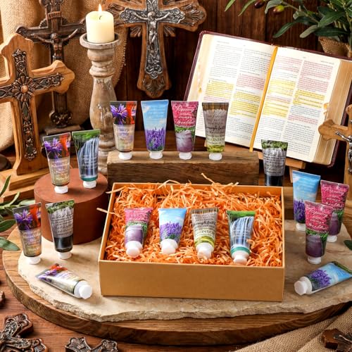 Leelosp 48 Pcs Christian Hand Cream Bulk for Women Bible Verse Hand Lotion Gifts Mini Travel Size Lotion Christian Gifts for Women Skin Dry Bible for Mom Grandma Christmas Holiday