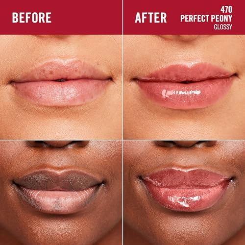 Rimmel London Stay Glossy, 470 Perfect Peony, Lip Gloss, Non-Sticky, Color and Shine, Up To 6-Hour Wear, Precise Applicator, 0.18oz (Pack of 2)