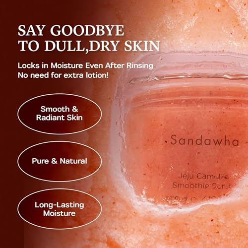 SanDaWha SKINCURE Jeju Body Scrub - Korean Skincare Green Tea Frappe Scrub with Andes White Salt & Green Tea Powder for Exfoliating, Hydrating & Smoothing ? Refreshing Herbal Scent, 250g