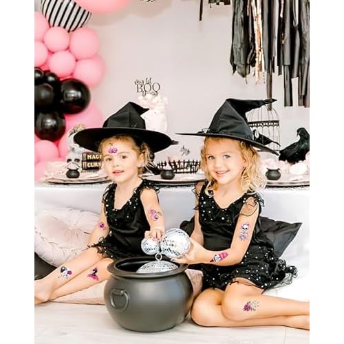 192 Pieces Bad Two The Bone Black and Pink Temporary Tattoos Stickers,20 Sheets 2nd Birthday Skeleton Themed Tattoos Stickers Party Decoration Supplies Party favors