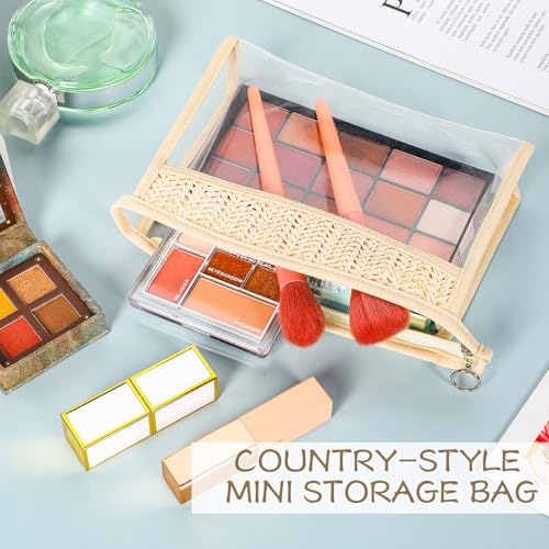 Baderke Boho Clear Cosmetic Makeup Bags with Zipper Small Toiletry Bag Multi Purpose Waterproof Pouch Travel Makeup Organizer Cosmetic Pouch for Women Men (6pcs)