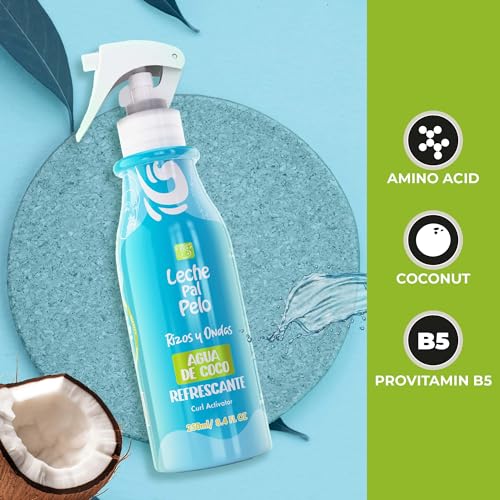 Leche Pal Pelo Curly and Wavy - Curl Refresher - Hair Spray for Wavy Hair - Curly Hair Products with Coconut Milk, Provitamin B5 - 8.4 oz