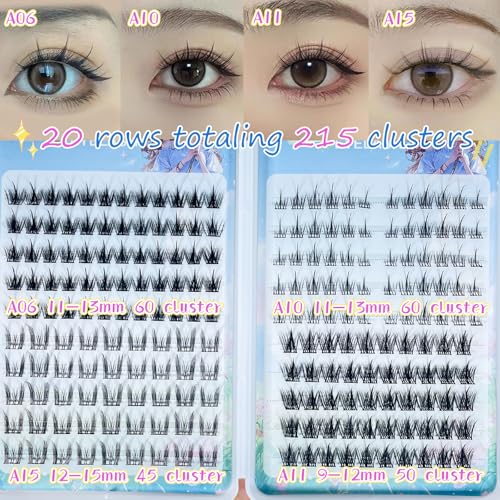 Eyelash Extension Kit - 20 Rows Glue-Free, 205pcs 4-in-1 with Independent Lashes, High Capacity