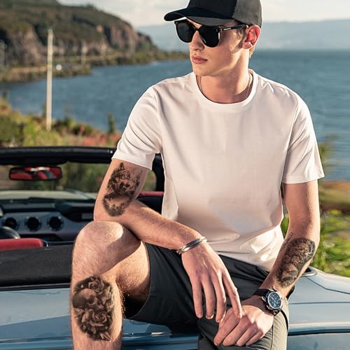 24 Sheets 8-Inch Temporary Tattoos Fake Tattoos Temporary Tattoos Adult Tatuajes Temporales Para Hombres 3D Halloween Style Lion Tiger Skull Jesus Angel Cowboy Mythology