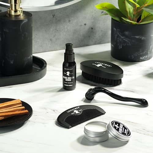 LOVERY Beard Growth Kit - Gifts for Men - Self Care Kit with Beard Serum, Beard Balm, Comb, Beard Brush & More ? Mens Gifts for Him, Boyfriend, Husband, Dad - Enhanced Beard Kit - Birthday Gifts