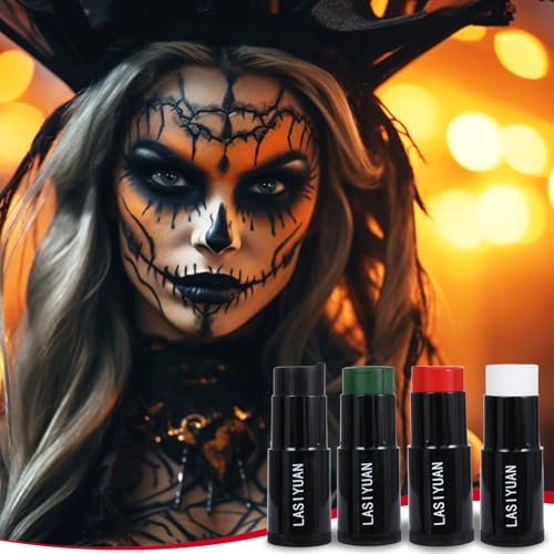 Face Body Paint Stick (BLACK+WHITE+GEEEN)£¬Water Resistant Sports Body Makeup Athletes Softball£¬ Professional Halloween Face Makeup Kit £¬for Halloween costume£¬ Zombie Clown Vampire
