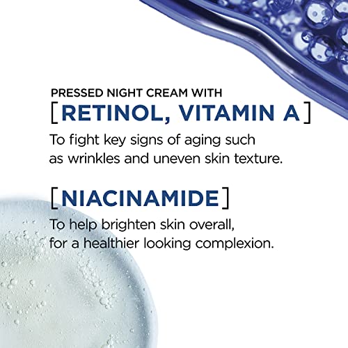 L'Oreal Paris Revitalift Pressed Night Cream,Retinol + Niacinamide,Reduces Wrinkles,Fragrance Free,1.7 oz + Serum Sample,(Pack of 2)