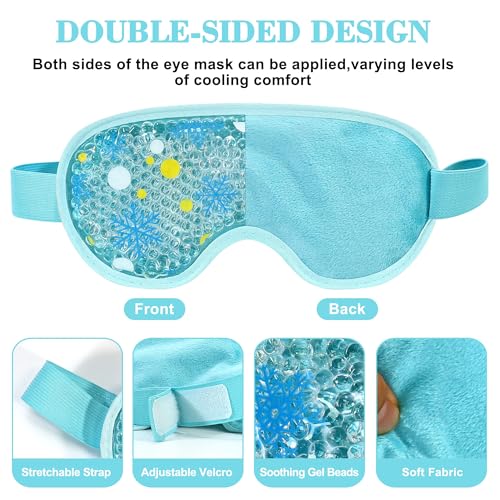 2 Pack Cooling Eye Mask, Reusable Gel Eye Masks for Puffy Eyes, Cold & Warm Compress for Dry Eye, Post Surgery, Puffiness, Allergies, Sinuses & Migraines Relief, Eye Masks for Sleep Unisex (Blue+Pink)