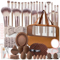 KUORYZAL Brown Makeup Brushes Set Professional 63Pcs with Case Premium Synthetic for Foundation Concealer Blush Eyeshadow Powder Contour Makeup Brush Kit Face Eye Make up Brushes & Tools